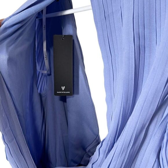 NWT Lulus XS Blue Pleated Long Sleeve Romper Women's Romper - Picture 13 of 13